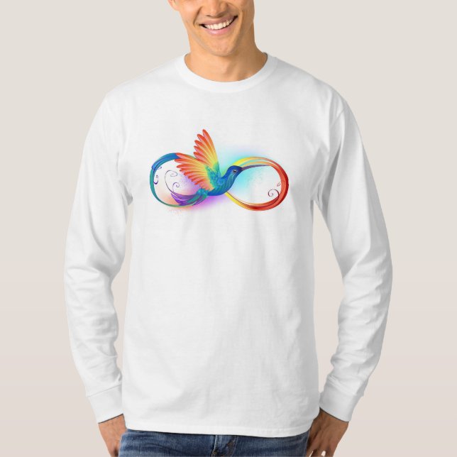 Rainbow Hummingbird with Infinity symbol T-Shirt (Front)