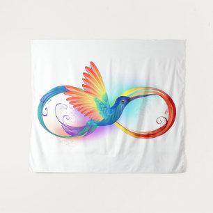 Rainbow Hummingbird with Infinity symbol Tapestry