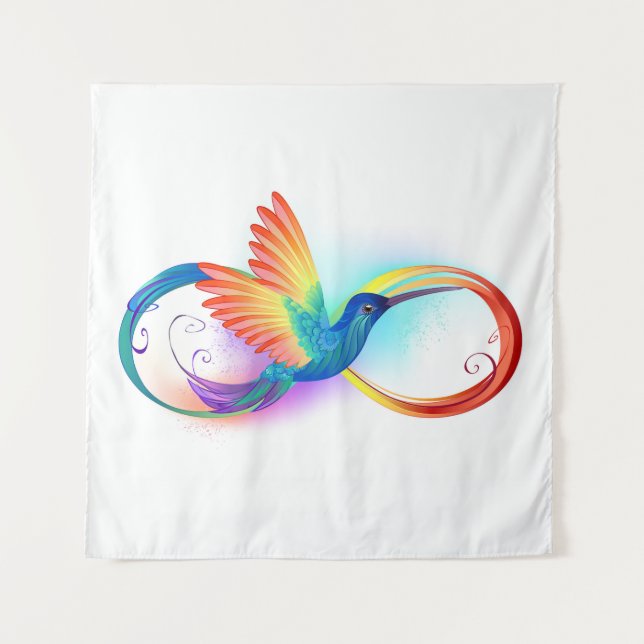 Rainbow Hummingbird with Infinity symbol Tapestry (Front (Horizontal))