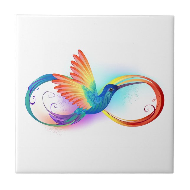 Rainbow Hummingbird with Infinity symbol Tile (Front)