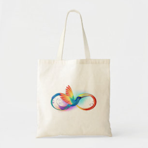 Rainbow Hummingbird with Infinity symbol Tote Bag