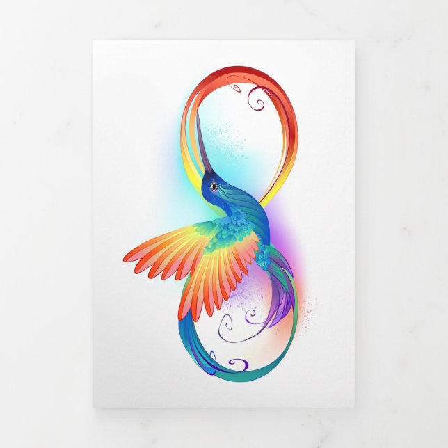 Rainbow Hummingbird with Infinity symbol Tri-Fold Announcement (Cover)