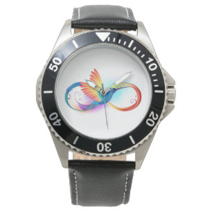 Rainbow Hummingbird with Infinity symbol Watch