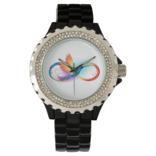 Rainbow Hummingbird with Infinity symbol Watch