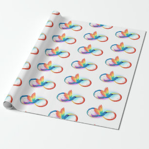 Rainbow Hummingbird with Infinity symbol Wrapping Paper