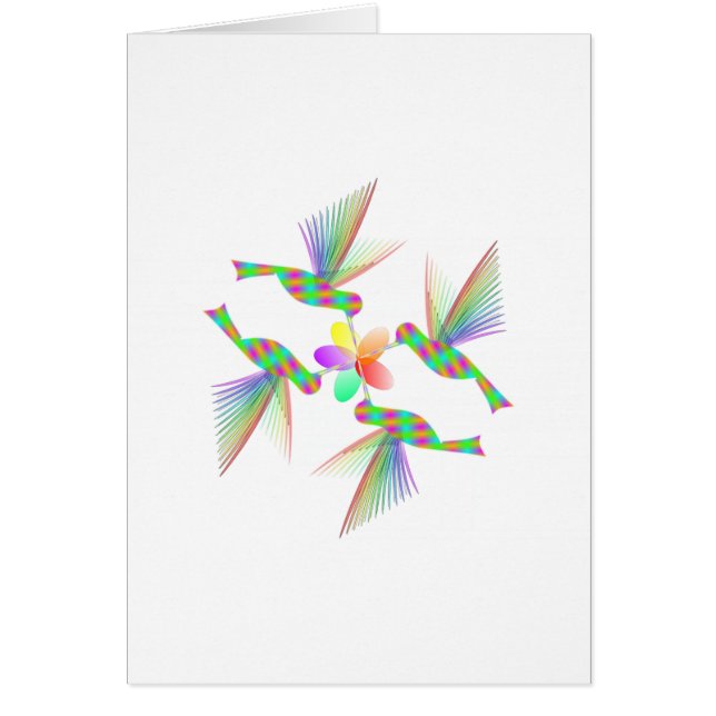 Rainbow Hummingbirds Kissing A Flower (Front)