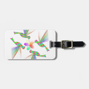 Rainbow Hummingbirds Kissing A Flower Luggage Tag