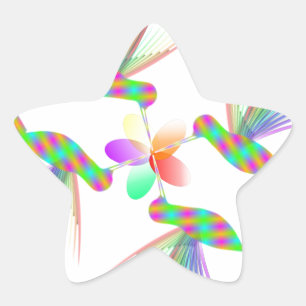 Rainbow Hummingbirds Kissing A Flower Star Sticker
