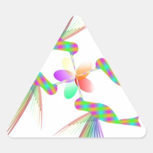 Rainbow Hummingbirds Kissing A Flower Triangle Sticker