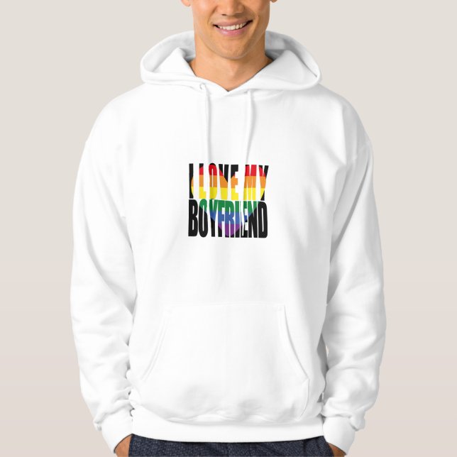 Rainbow I Love My Boyfriend Heart  Hoodie (Front)