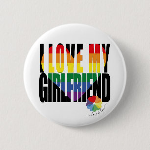 Rainbow I Love My Girlfriend Heart 6 Cm Round Badge