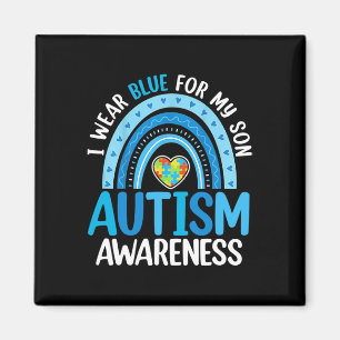 Rainbow I Wear Blue For My Son Autism Awareness  Magnet