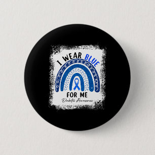 Rainbow I Wear Blue Ribbon For Me T1D Diabetes Awa 6 Cm Round Badge