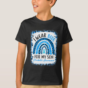 Rainbow I Wear Blue Ribbon For My Son T1d Diabetes T-Shirt