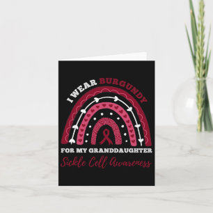Rainbow I Wear Burgundy Granddaughter Sickle Cell  Card