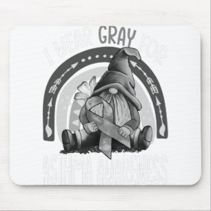 Rainbow I Wear Grey Asthma Awareness Gnomes Mouse Pad