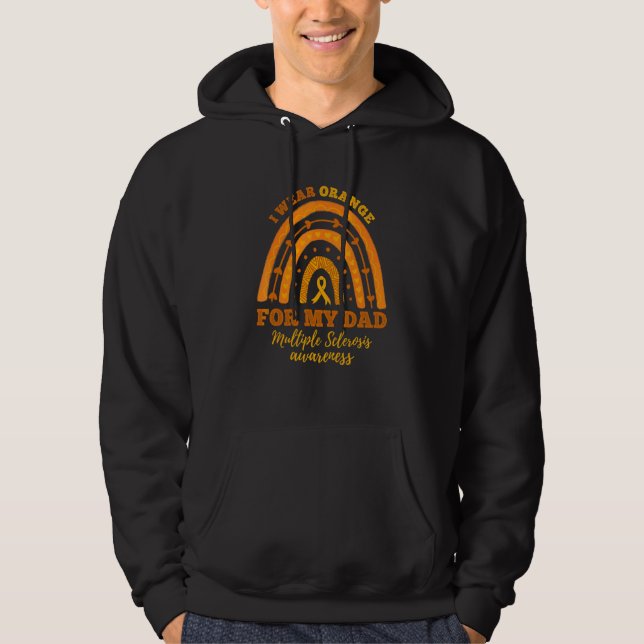 Rainbow I Wear Orange Dad Multiple Sclerosis Aware Hoodie (Front)