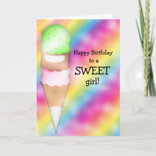 Rainbow Ice Cream Custom Greeting Birthday Card