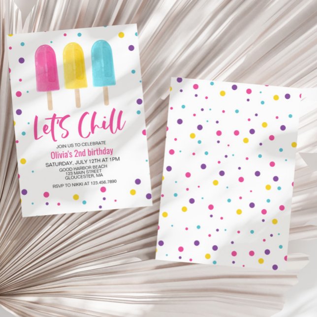 Rainbow Ice Pop Let's Chill Summer Birthday Invitation (Creator Uploaded)