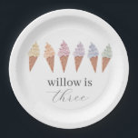 Rainbow Icecream Paper Plate<br><div class="desc">A set of rainbow watercolour icecream illustrations,  perfect for your child's Birthday party! You can change the 'three' to any age.</div>