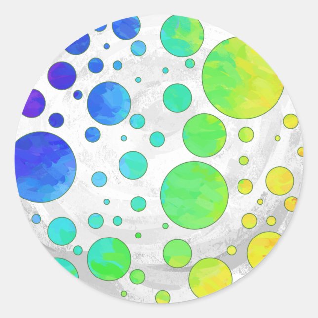 Rainbow Icy Polka Dot Pattern Classic Round Sticker (Front)