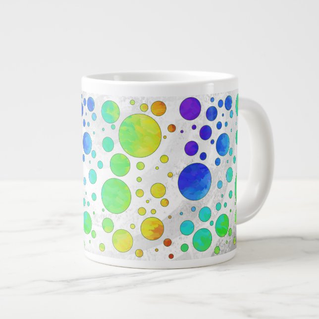Rainbow Icy Polka Dot Pattern Large Coffee Mug (Front Right)