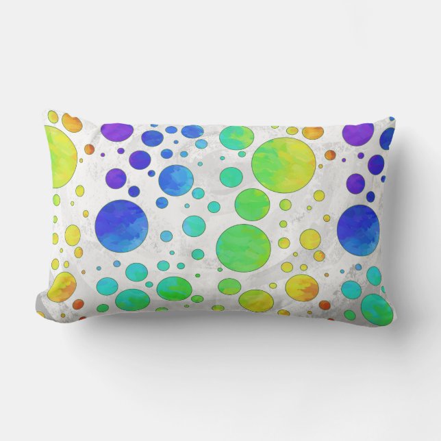 Rainbow Icy Polka Dot Pattern Lumbar Cushion (Front)