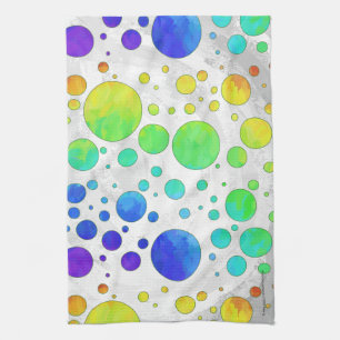 Rainbow Icy Polka Dot Pattern Tea Towel