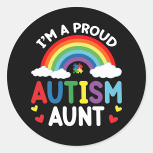Rainbow I'm A Proud Autism Aunt Autism Awareness Classic Round Sticker