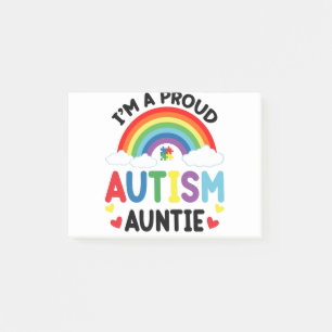 Rainbow I'm A Proud Autism Auntie Autism Awareness Post-it Notes