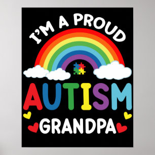 Rainbow I'm A Proud Autism Grandpa Autism Awarenes Poster
