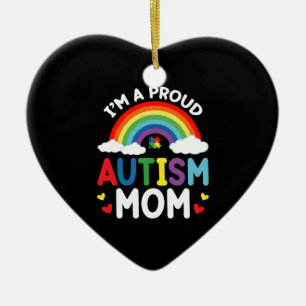 Rainbow I'm A Proud Autism Mum Autism Awareness Ceramic Tree Decoration