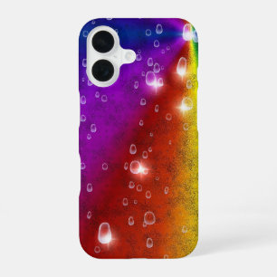 Rainbow in Elephant Skin Leather Optik , Raindrops iPhone 16 Case