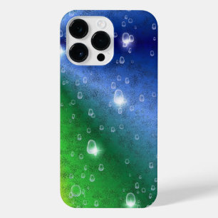 Rainbow in Elephant Skin Leather Optik & Raindrops iPhone 14 Pro Max Case