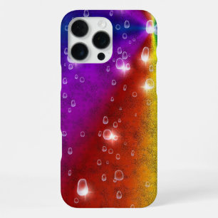 Rainbow in Elephant Skin Leather Optik , Raindrops iPhone 16 Pro Max Case