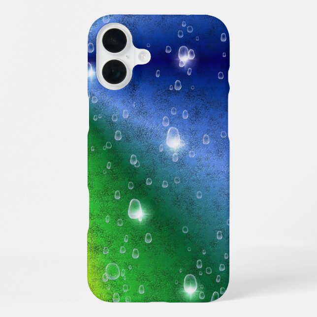 Rainbow in Elephant Skin Leather Optik & Raindrops iPhone Case (Back)