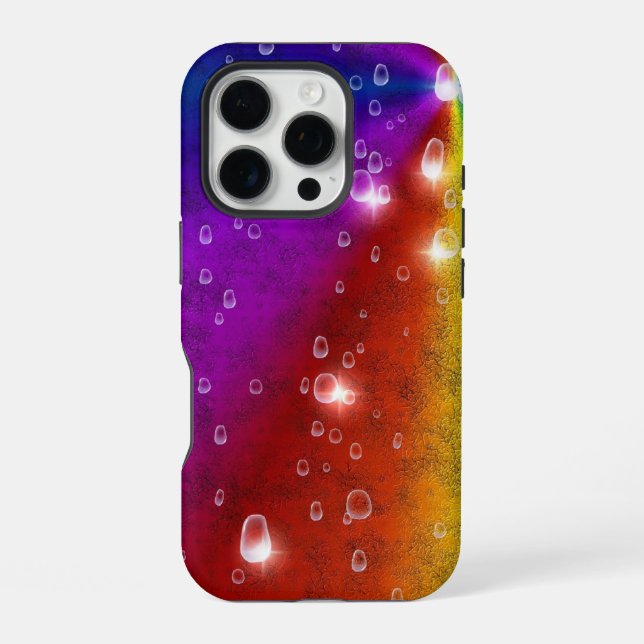 Rainbow in Elephant Skin Leather Optik , Raindrops iPhone Case (Back)