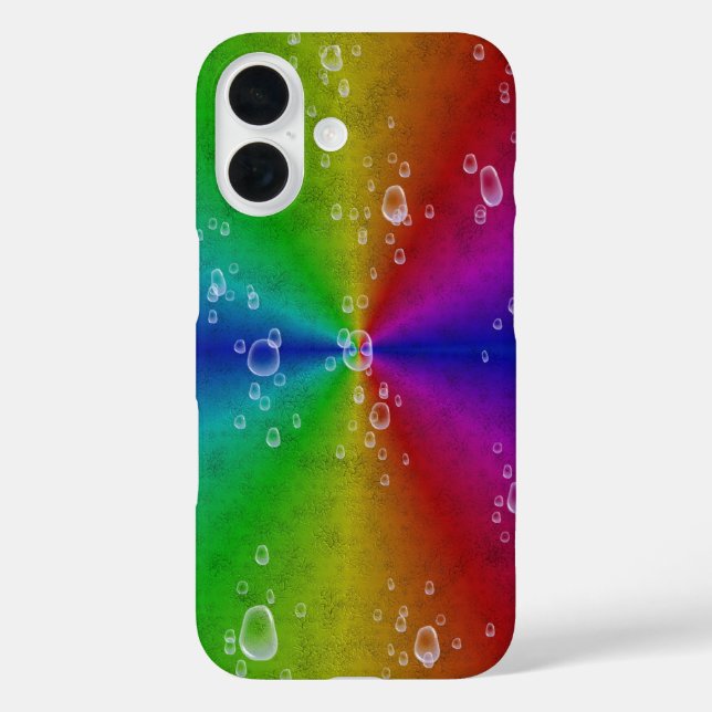 rainbow in elephant skin leatheroptik & raindrops Case-Mate iPhone case (Back)