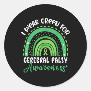 Rainbow In March We Wear Green Cerebral Palsy Awar Classic Round Sticker