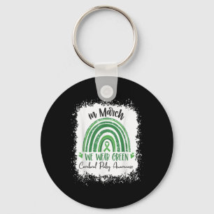 Rainbow In March We Wear Green Cerebral Palsy Awar Key Ring