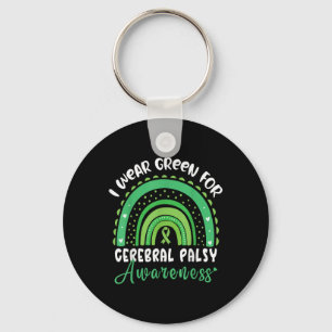 Rainbow In March We Wear Green Cerebral Palsy Awar Key Ring