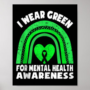 Rainbow In May I Wear Green For Mental Health Awar Poster