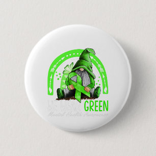 Rainbow In May We Wear Green Mental Health 6 Cm Round Badge