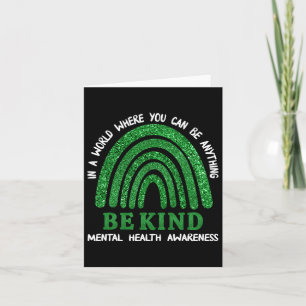 Rainbow In May We Wear Green Mental Health Awarene Card
