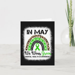 Rainbow In May We Wear Green Mental Health Awarene Card