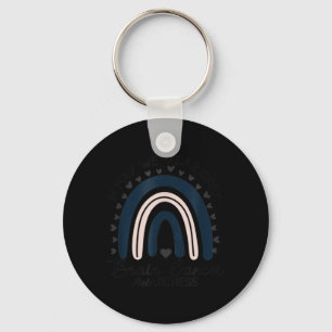 Rainbow In May We Wear Grey Brain Cancer Awareness Key Ring