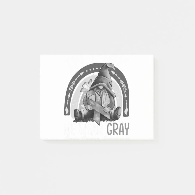 Rainbow In May We Wear Grey Brain Cancer Awareness Post-it Notes (Front)