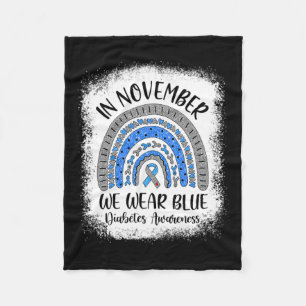 Rainbow In November We Wear Blue Diabetes Awarenes Fleece Blanket