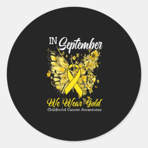 Rainbow In September We Wear Gold Childhood Cancer Classic Round Sticker