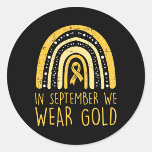 Rainbow In September We Wear Gold Childhood Cancer Classic Round Sticker